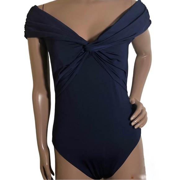Trina Turk Off Shoulder Twist V Neck Swimsuit - Picture 4 of 5